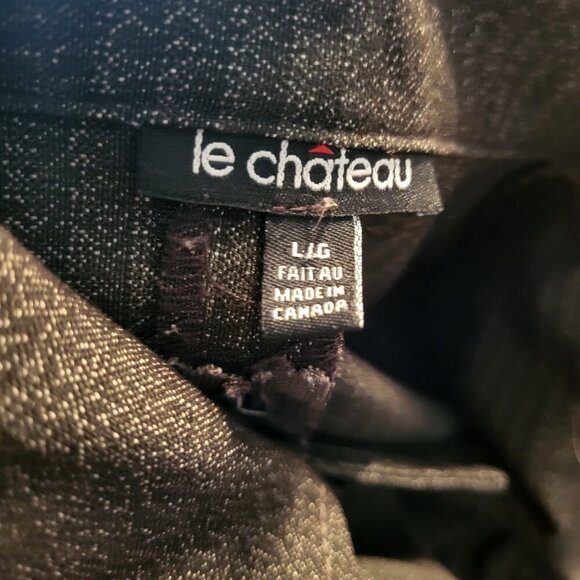 Le Chateau Grey Striped Belted Dress with 3/4 length sleeve and pockets - Picture 7 of 8